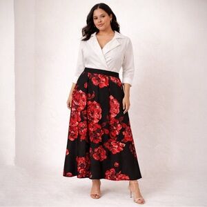 Alexa B Nites Mixed Media Floral Maxi Dress – Size 8 (NWT)
